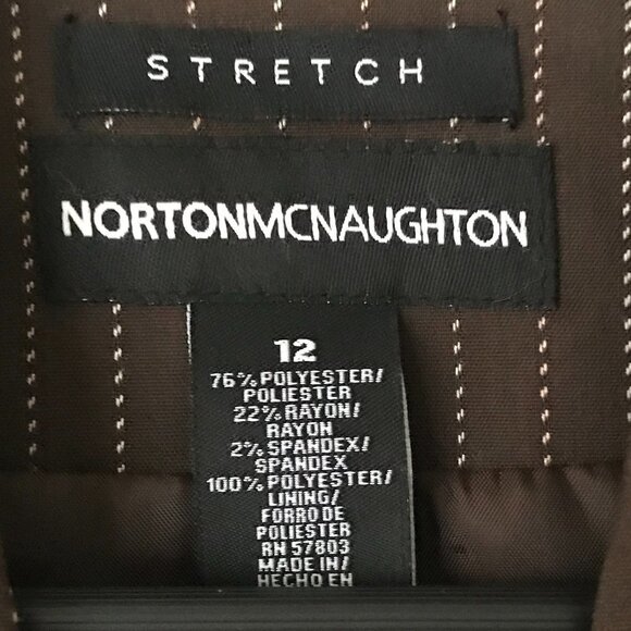 Norton McNaughton Stretch Brown Striped Three Buttons Blazer Jacket - Picture 4 of 16
